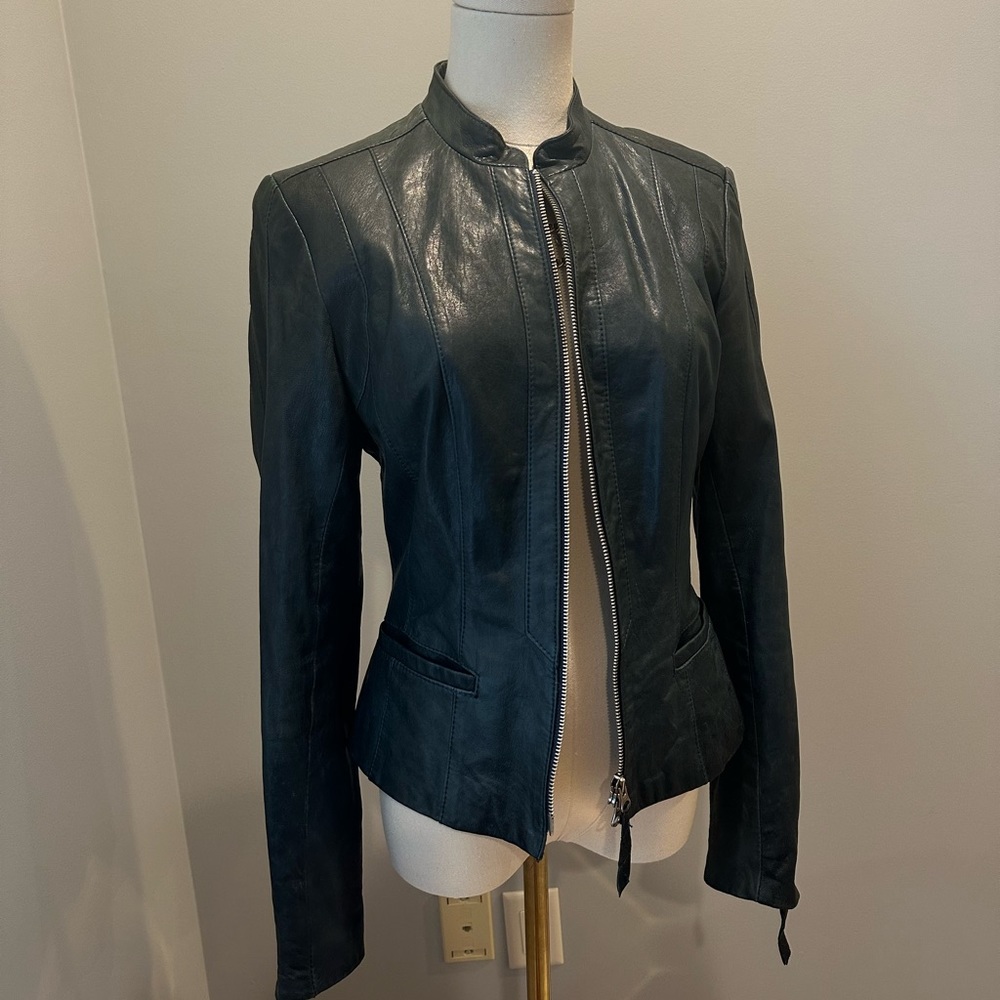Danier Dark Green Leather Jacket